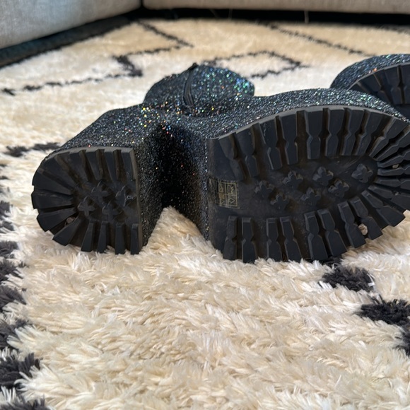 YRU Black Multi-Glitter Platform Ankle Boots - Picture 7 of 9